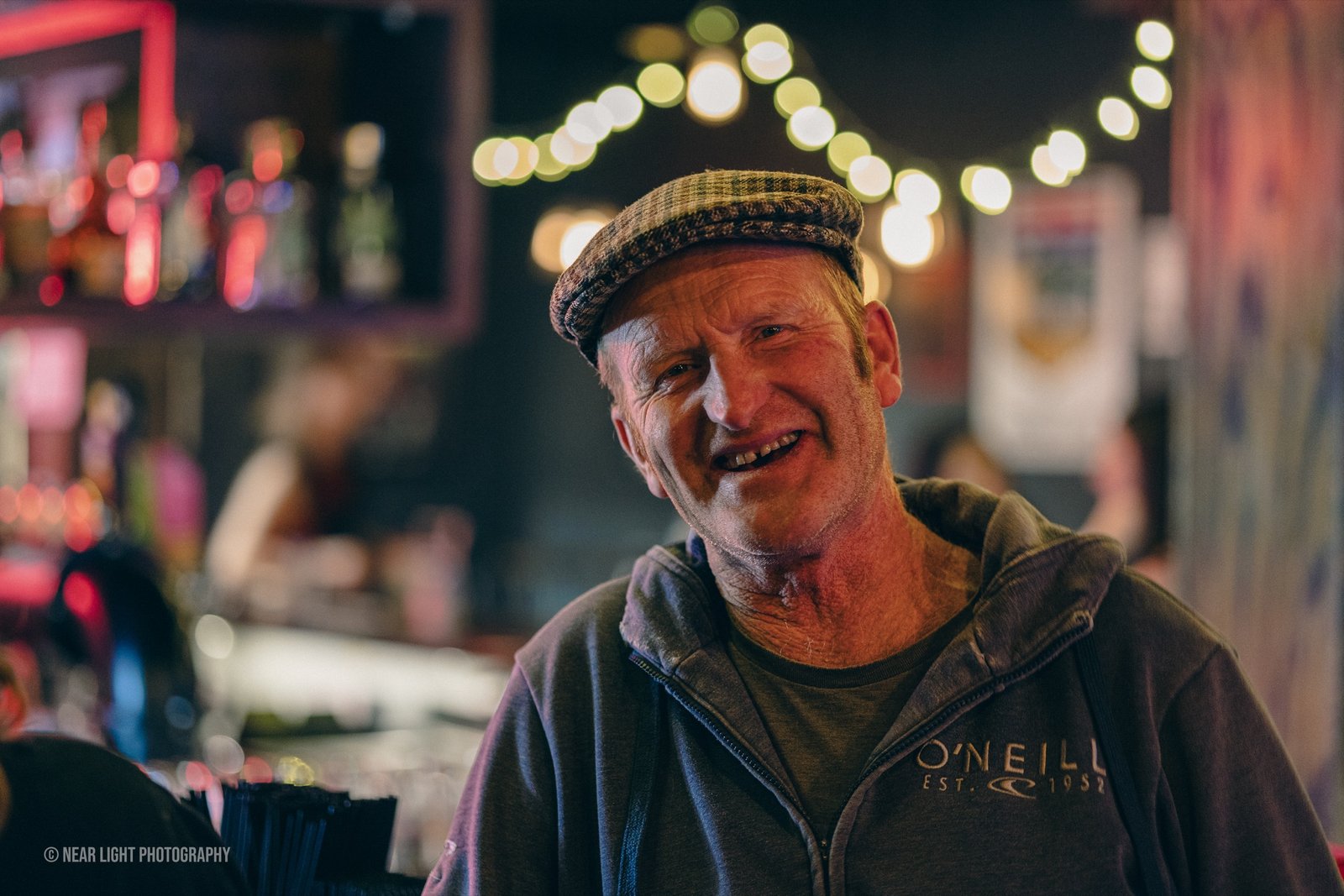 Night portrait in warm venue light